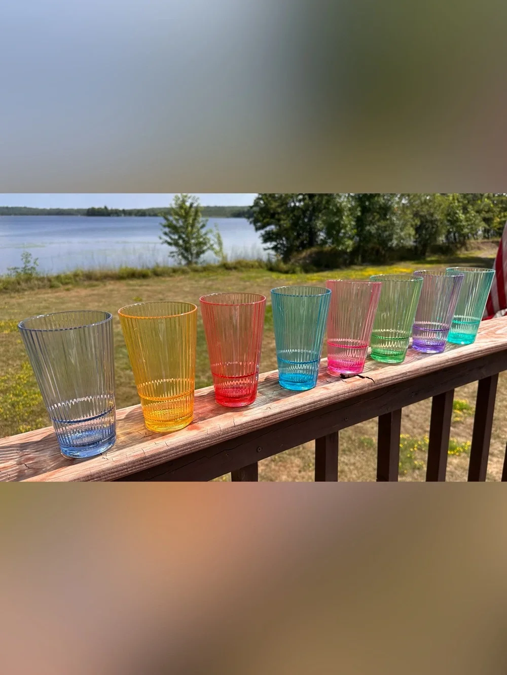 Set of 8 Colorful Ribbed Acrylic Tumblers